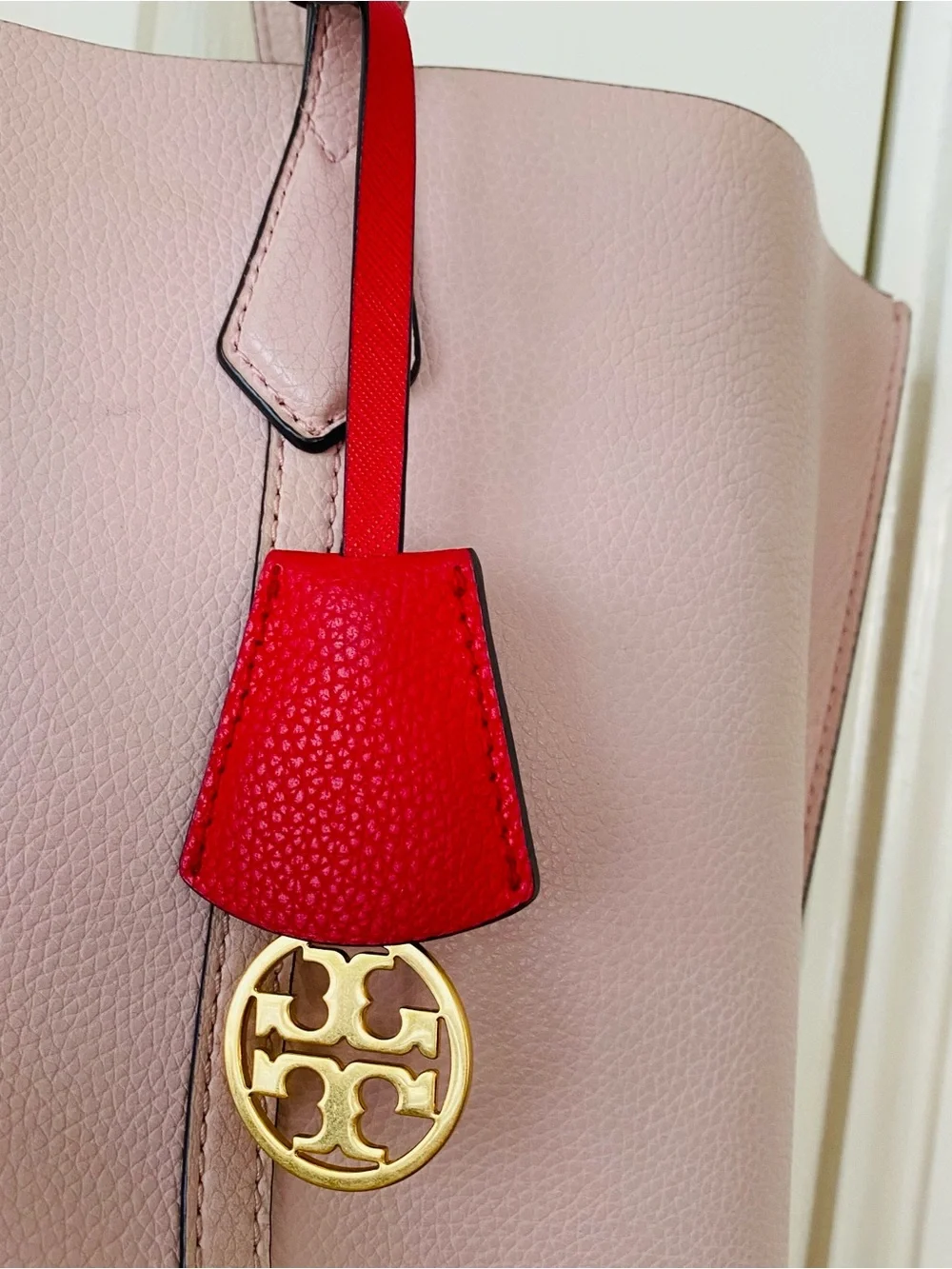 $398 Tory Burch Perry Grey Pebble Leather Triple Compartment Tote/Shoulder Bag